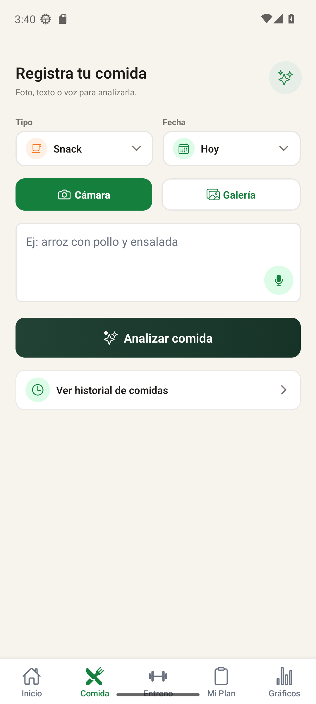 Registre d’un àpat a NutriCoach